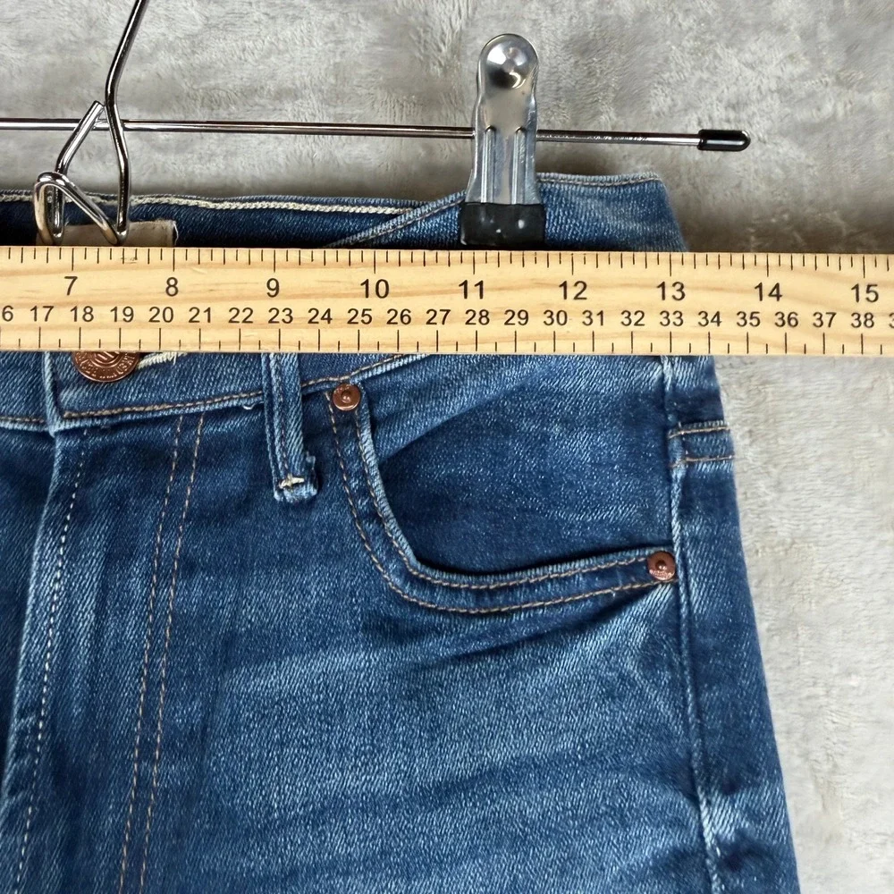 Mother Denim High Rise Straight Leg‎ Jeans Blue Raw Chewed Hem Size 26